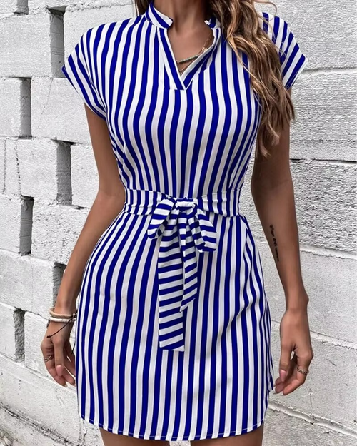 Collar Striped Dress