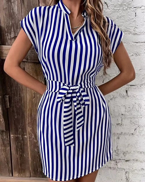 Collar Striped Dress